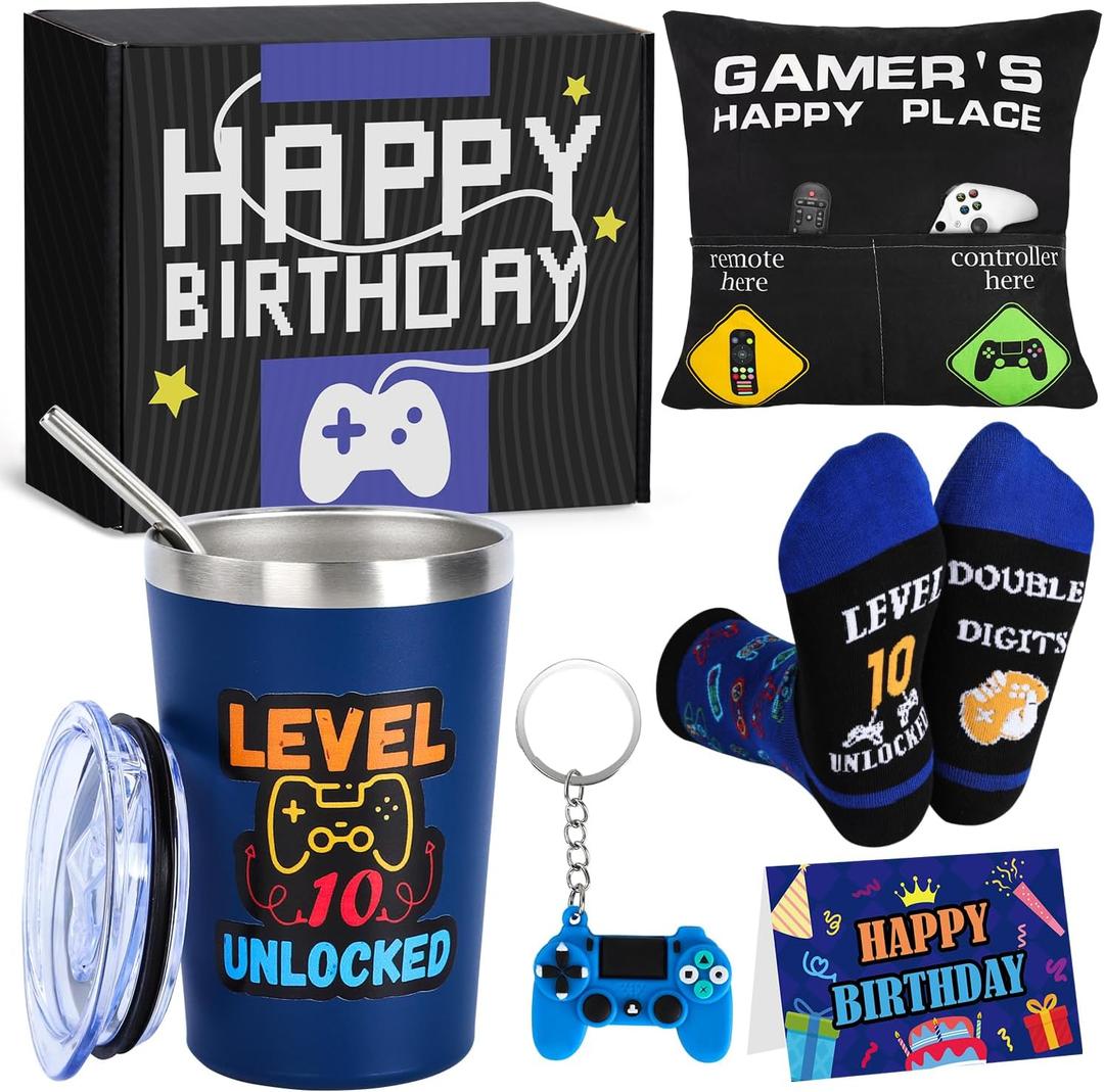 10 Year Old Boy Birthday Gift Ideas, Funny Gamer Birthday Gift Set for 10th Boys, Ten Gamepad Gifts Ideas for Boys Son Grandson Nephew Friend Video Game Lovers