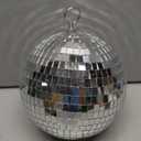 Mirror Disco Ball 8 Inch Hanging Disco Ball for Party Wedding Holiday Home Decoration, Silver