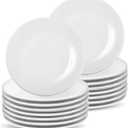 Ceramic Dessert Plates Set of 16, 6 Inch White Appetizer Plates, Round Small Plate for Cake Snacks, Porcelain Serving Plate for Appetizers, Microwave Oven and Dishwasher Safe (16 Pcs)