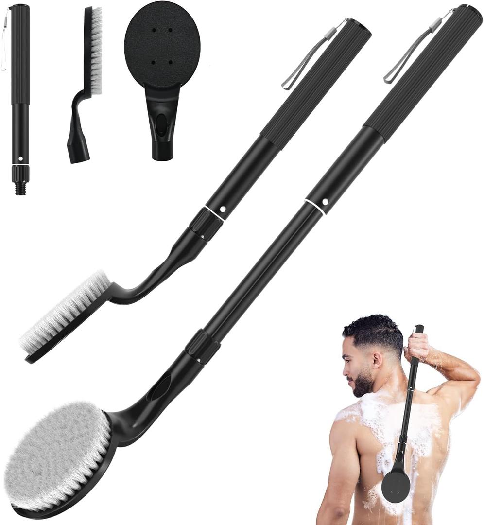 Back Scrubber Anti Slip for Shower, 25.7 Telescopic Back Bath Brush for Shower, Back Scrubber, Exfoliation and Improved Skin Health for Elderly with Limited Arm Movement, Disabled