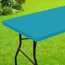Smiry Rectangle Picnic Table Cloth, Waterproof Elastic Fitted Tablecloths for 6 Foot Tables, Washable Polyester Table Cover for Camping, Indoor and Outdoor (Teal, 30"x72")