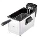 Amazon Basics 3.2-Qt (3.0L) Electric Deep Fryer with Adjustable Temperature Control, Easy Draining Basket, Viewing Window, Fast-Heating 1500W, Stainless Steel Exterior, Black & Silver