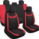 3D Air-Mesh Car Seat Covers Full Set, Breathable and Split Bench Compatible Seat Covers for Cars, Universal Car Interior Covers for Most Cars Sedan Truck SUV(Black/Red)