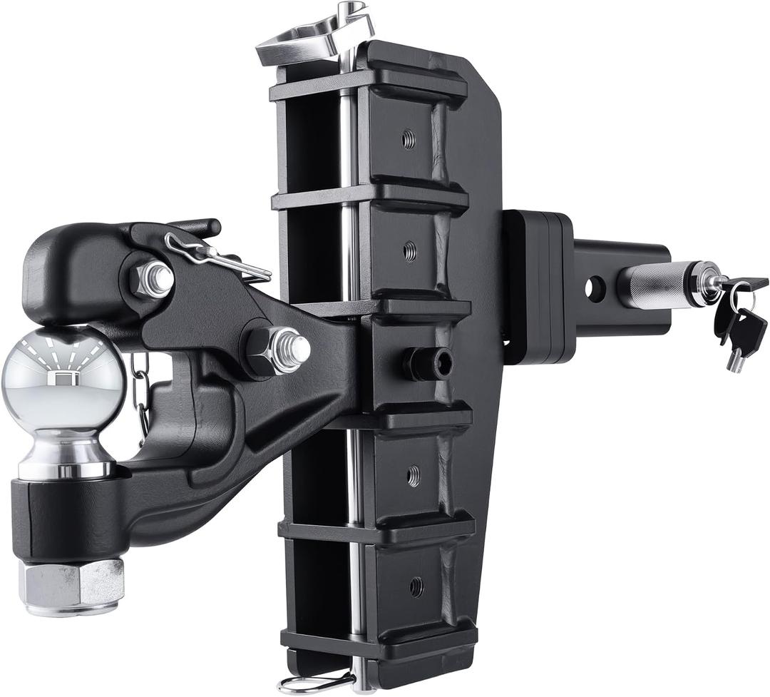Adjustable Pintle Hitch Combination, 2" Receiver, 2-5/16" Ball