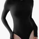 PUMIEY Women's Crew Neck Long Sleeve Bodysuit Sexy Tops Sharp Collection, S