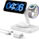 Magnetic Wireless Charger for Apple Devices: CIYOYO 3 in 1 Charging Station for iPhone 16/15/14/13 Pro Max Fast Charger Stand 15W for iWatch 10/9/8/7/Ultra 2/SE AirPods Pro/4/3/2 (Pure white)