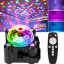 Laucnpty Disco Ball Party Lights Sound Activated Strobe DJ Stage Lighting for Indoor Room Outdoor Dance Floor Parties Birthday Rave Home Karaoke Halloween Christmas Wedding Show Bar Club Decorations (Black)