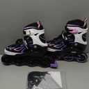 2PM SPORTS Vinal Girls Adjustable Flashing Inline Skates, All Wheels Light Up, Fun Illuminating Skates for Kids Men Adult Women and Boys (Large - Youth (4-7 US), Purple & Pink)