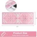 Seavish Vintage Bathroom Runner Rugs, 18"x47" Pink Bathroom Rugs Non Slip Washable, Boho Oriental Bath Mat for Tub, Soft Velvet Farmhouse Decor Bath Rug for Bathtub Sink Laundry Room