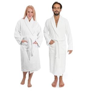 Classic Turkish Towels - Unisex Bathrobe - 100% Turkish Cotton & 400 GSM - Quick Drying & Highly Absorbent Terry Cloth Bath Robe - Hotel & Spa Quality Bathroom Essentials - Large (White)