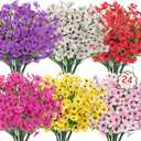Roberly 24 Bundles Artificial Flowers for Outdoors UV Resistant Silk Fake Flowers Faux Plastic Plants for Porch Garden Window Box Indoor Outdoor Spring Summer Home Farmhouse Decor, Multicolor