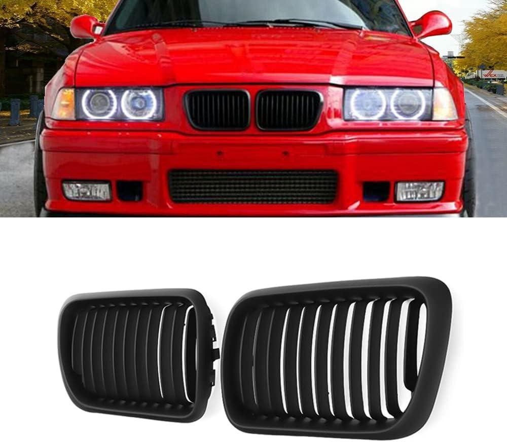 MIC E36 Grill,Front Kidney Grill Grilles Compatible with 3 Series E36 4DR/2DR & M3 LCI 1997-1999,Matte Black