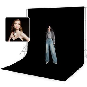 BEIYANG 10 x 10 ft Black Backdrop Background for Photography, Photo Cloth Background Screen, Wrinkle-Resistant Black Curtain for Portrait, Product Video, Photography Studio
