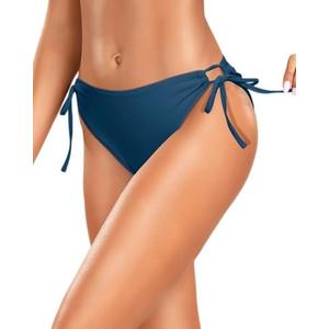 Zmart String Tie Side Bikini Bottoms - Women Full Coverage Swimsuit Bottom Mid Rise Mid Waist Swim Bathing Suit Bottom, L
