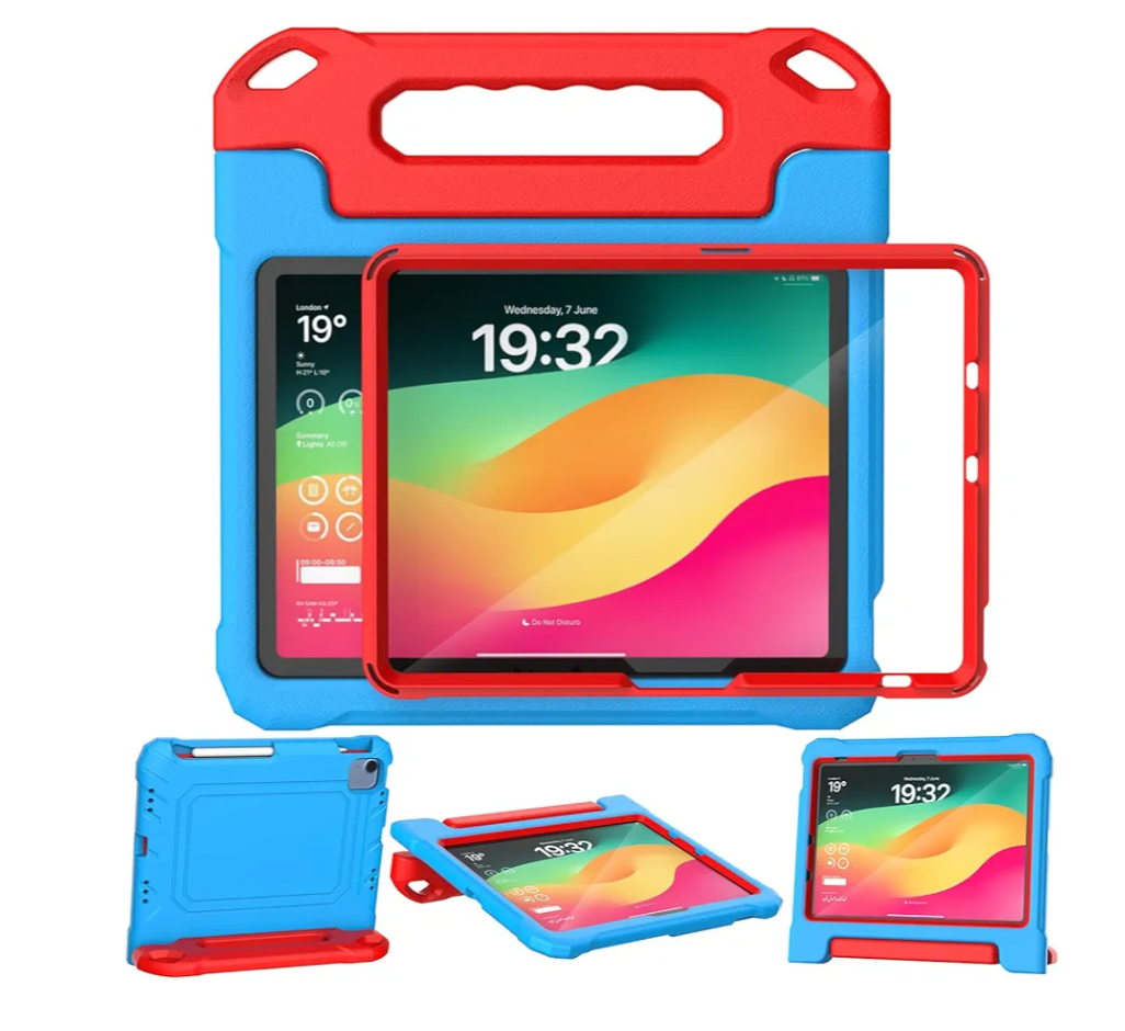 YIHE Kids Case for iPad 11th Gen (A16,11-inch 2025) & 10th Gen (10.9", 2022) | Durable Shockproof Cases for iPad 11th/10th Generation - with Built-in Screen Protector & Pencil Holder, Blue Red