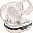 Wireless Earbuds, Sports Bluetooth Headphones, 80Hrs Playtime Ear Buds with LED Power Display, Noise Canceling Headset, IPX7 Waterproof Earphones for Workout/Running (Camel)