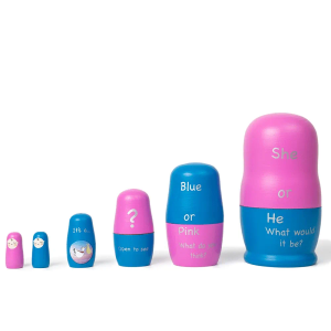 Pilot Stork Gender Reveal Ideas - Gender Reveal Gifts for Baby Shower Party - Beautiful Keepsake Nesting Dolls for Baby Boy or Girl (Blue and Pink)…