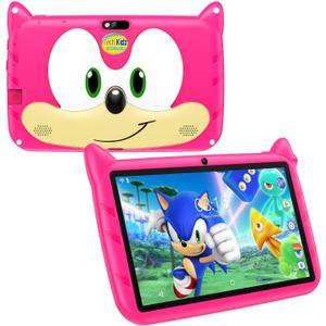 32GB, 7 inch Android Toy Tablet Lots of Free Content Pre-Installed, Kids Learning Toy Computer with WiFi, YouTube, Parental Control, Age 3+ (Pink)