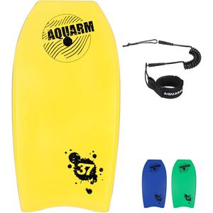 Bodyboard with Wrist Leash, 33-inch/37-inch/42-inch Lightweight Body Board with EPS Core and High-Speed Slick Bottom Surface, Perfect Surfing for Kids Teens and Adults
