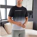 SOLY HUX Short Sleeve Shirts for Men Ombre Graphic Tops Crewneck T-Shirts Classic Tees (XL, Black)