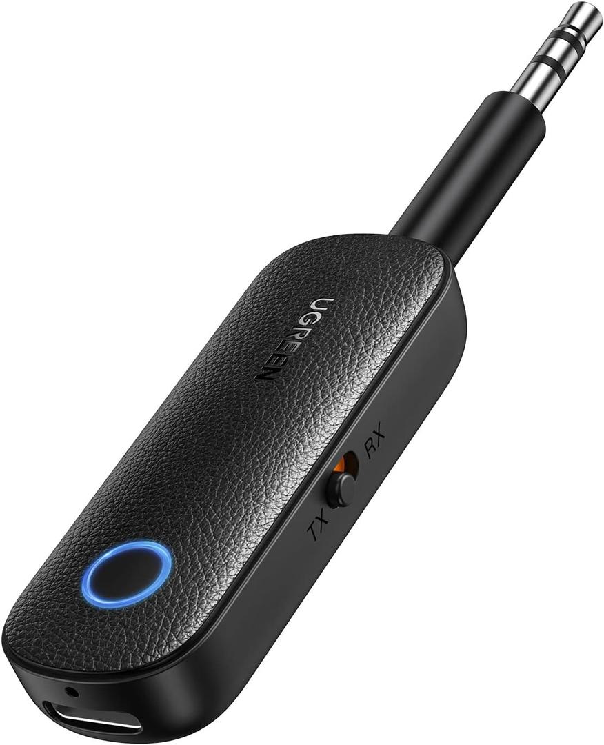 UGREEN Bluetooth Transmitter Receiver for 2 AirPods or BT Devices, Bluetooth Wireless Transmitter for Headphones, 3.5mm Aux Audio Jack Adapter for in-Flight TV Car Home Stereo System