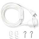 Pendant Light Cord, 25 Feet Hanging Lantern Cable, White, E26/E27 Socket with On/Off Switch, 360W