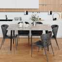 Wisfor Sintered Stone Dining Table: 47.2x27.5 Inch Grey Kitchen Table with Metal Legs - 6-Seat Breakfast Table for Dining Room, Restaurant (No Chairs)