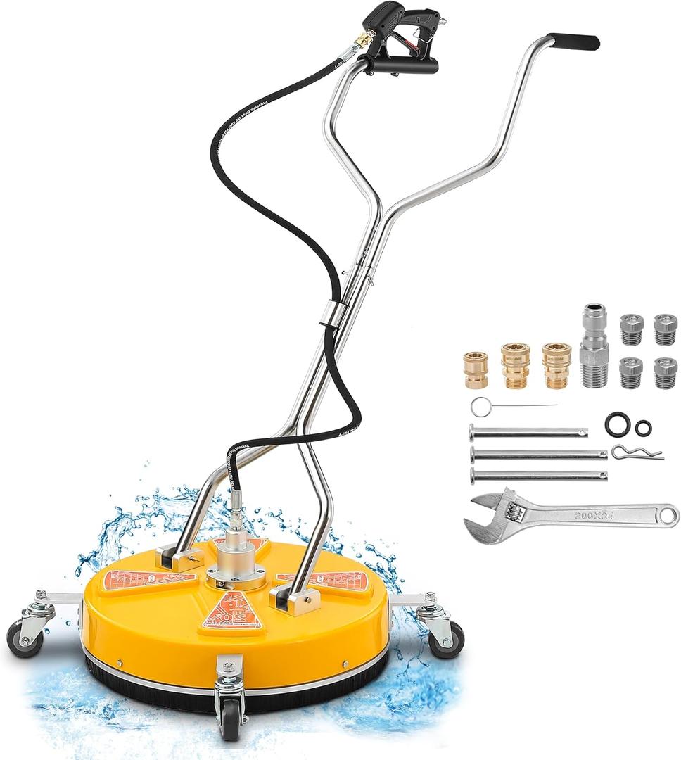 Tool Daily 20" Pressure Washer Surface Cleaner Dual Handle,Power Washer Surface Cleaner Attachment with 4 Wheels, Pressure Washer Accessory for Driveway Sidewalk Curb Deck Patio Cleaning, 4500PSI