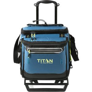 Titan by Arctic Zone Collapsible Wheeled Soft Sided Cooler with Detachable Rolling AT Cart, Insulated Bag with Leak Proof Lining, for Travel, Beach, Picnic, 60 Can Capacity