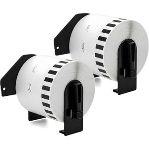 FOXLINE Compatible with Brother DK-22205 62mm x 30.48m (2-3/7" x 100') Continuous Paper Labels Tape,for QL-820NWB QL-720NW QL-710W QL-700 QL-570 Label Printer, 2 Rolls White Paper Labels + 2 Frames