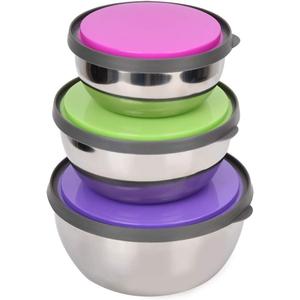 Stainless Steel Containers with Lids, 3PCS Seal Bowl Food Storage Box Mixing Bowls Kitchen Tool