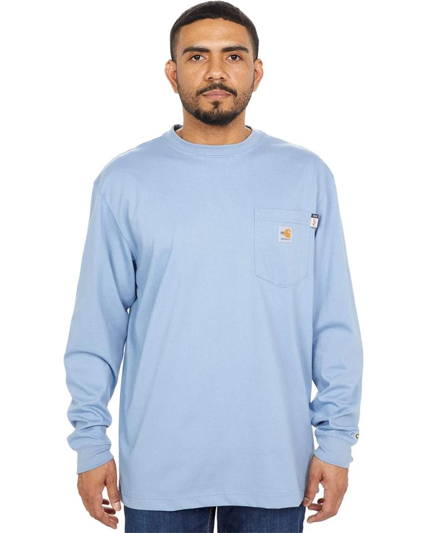Carhartt L76134 Men Blue Force Flame-resistant Long-sleeve Cotton T-Shirt Size XL