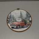 Sufamb Winter Christmas Round Wall Art Decor, Rustic Winter Forest Landscape Canvas Artwork Framed, Farmhouse Christmas Wall Hanging Prints Decorations for Home Bedroom Living Room Decor, 10x10 Inches