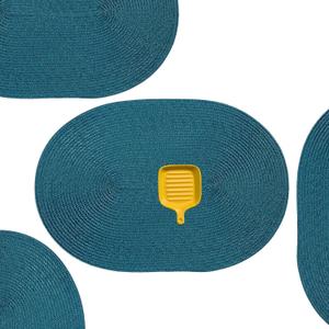 AHHFSMEI Placemats Set of 6 for Dining Table Washable Woven Non-Slip 18x12 inches Placemat Heat-Resistant Durable Table Mats for Dining Table Easy to Clean (Oval Blue, 6)