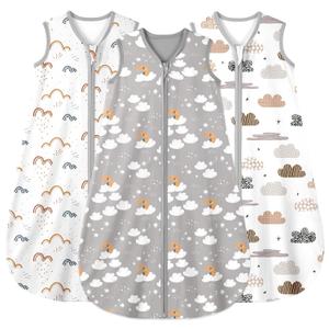 Yoofoss Baby Sleep Sack 6-12 Months Wearable Blanket for Babies 100% Organic Cotton 2-Way Zipper TOG 0.5 Toddler Sleeping Sack 3 Pack, Comfy Lightweight Sleep Sacks