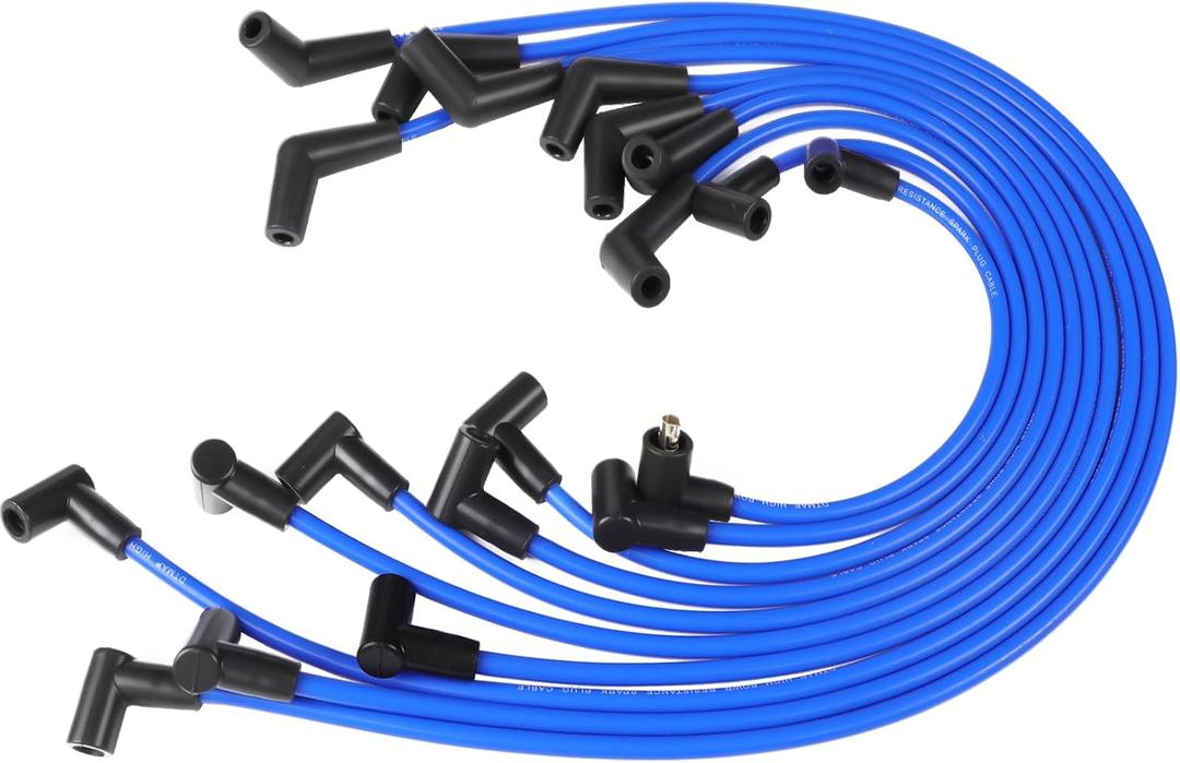 8mm Spark Plug Wires Set Compatible with Ford SB SBF 289 302 F150 Mustang 5.0L 5.8L, Racing Blue Wires DT-12259C301