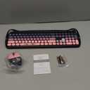 Cute Cat 2.4G USB Wireless Keyboard and Mouse Combo, Silent Keys, Candy Colors, Compatible with Notebook, PC (BlackPink-84Keys)
