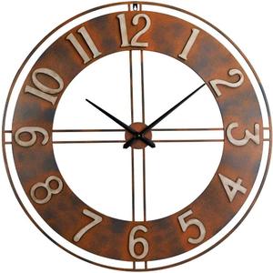 40-Inch Metal Decorative Rusty Wall Clock with Arabic Numerals, XX-Large