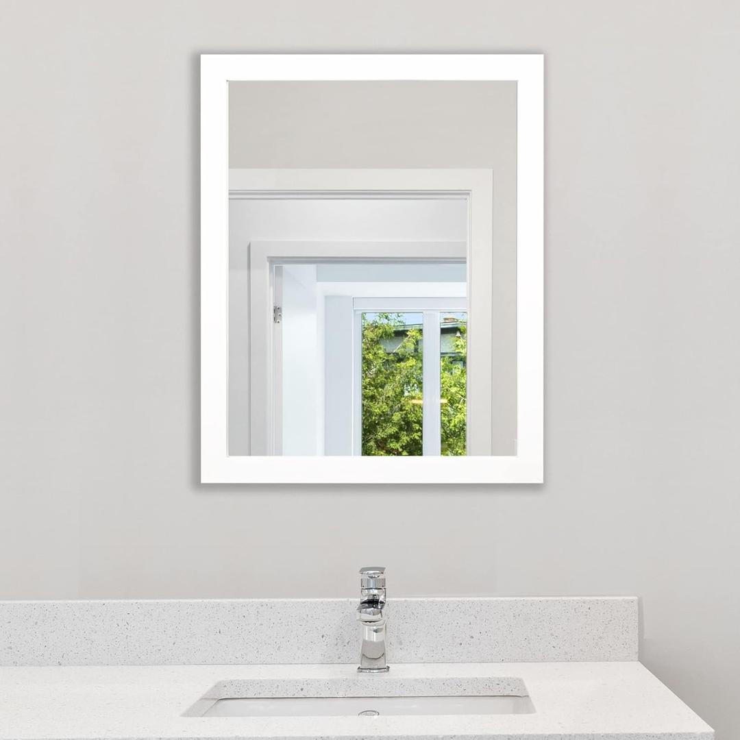 Rectangular Wall Mirror White Bathroom Mirror 16" x 20" Wall Mirror for Entryway, Bedroom, Living Room , White