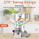 800g Electric Grain Mill 36000r/min High-speed Grain Mill 1800W Superfine Powder Grinder Dry Grinder Machine 270 swingable Dry Material Grinding Machine 304 Stainless Steel herb grinder
