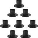 Gute Taper Candle Holder, Candle Holders for Pillar Candles, Matte Black Candlestick Holder Centerpieces for Home Decoration, Wedding Anniversary, Party, Housewarming Gifts,Set of 8,Round