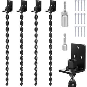 24" Heavy Duty Ground Anchors Screw in, Set of 4 Mobile Home Anchors, Multi-Purpose Earth Anchors with Brackets and Adapter for Drill, Ideal for Mobile Homes, Storage Sheds and Carports(Black)