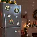 Christmas Snowflake Wreaths Fridge Magnets Set 3D Mini Vintage Xmas Ornaments Refrigerator Magnets Stickers for Home Office Holiday Kitchen Whiteboards Decorations
