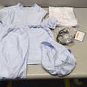 Doctor Scrubs Costume for Kids With Stethoscope Lab Coat Career Day Costume Doctor Dress Up For Boys Girls 3-12 (XL-140/7-8Y, Light Blue)