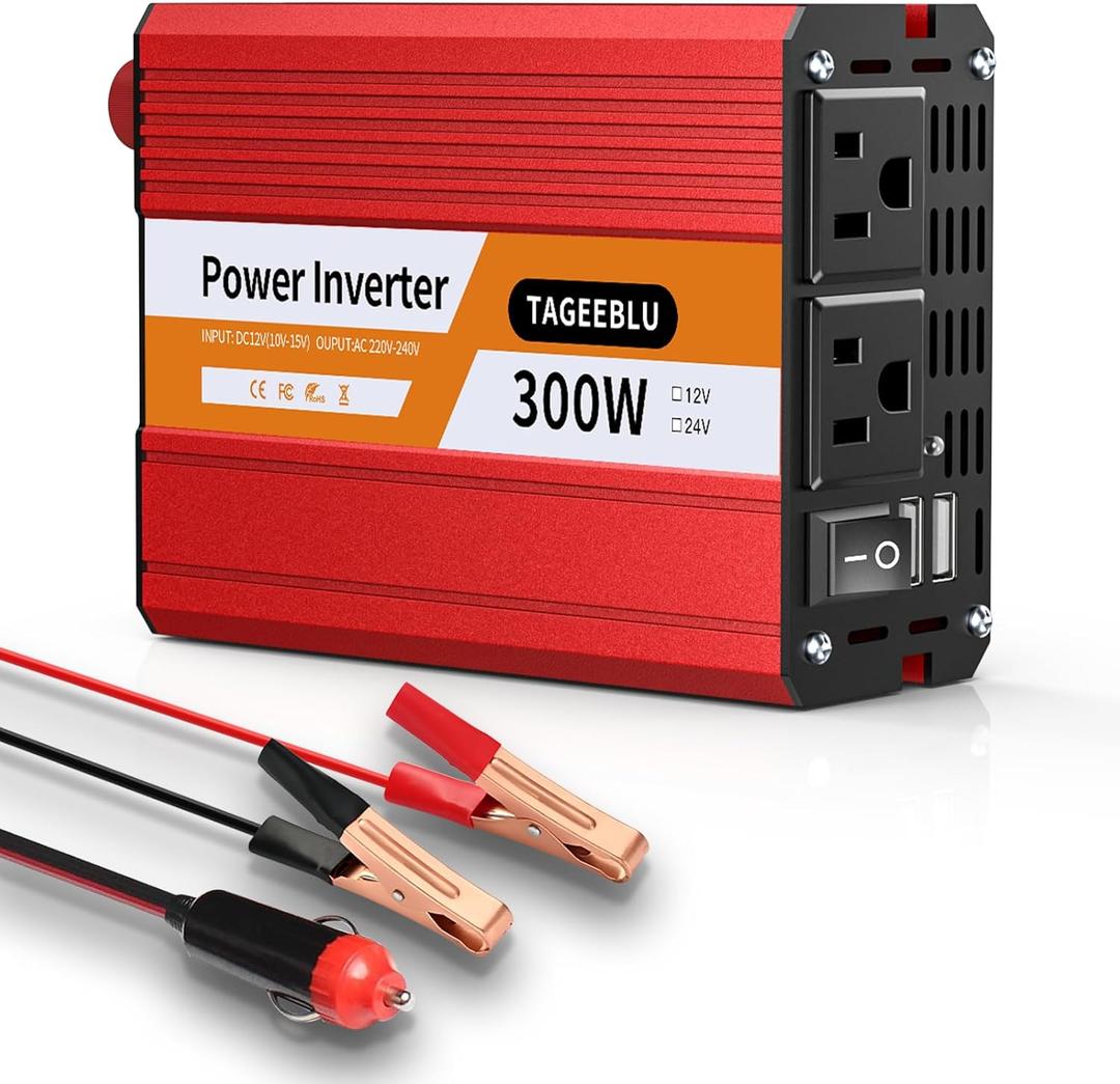 500W Power Inverter DC 12V to 110V AC Car Inverter with 4.2A Dual USB(18W) Charging Ports, Dual AC Adapter for Laptops