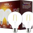 GE Relax LED Light Bulbs, 40 Watt, Soft White, G25 Globe Bulbs, Clear, Medium Base (2 Pack)