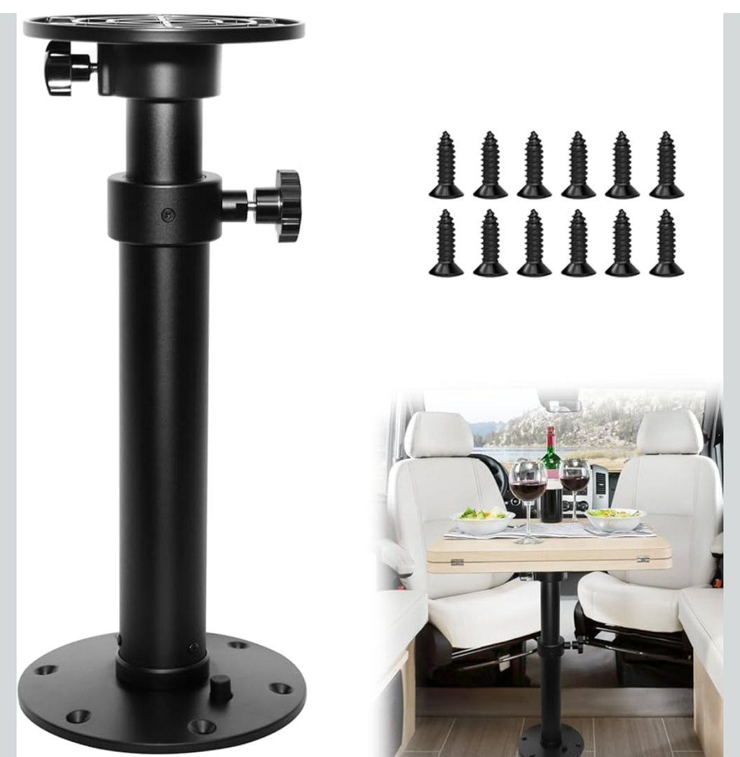 Aluminum Alloy RV Table Base Stand Leg Base Mount Frame, Black