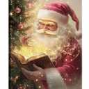 GSPQAZ Santa Claus Reading Christmas Wall Art - Magical Holiday Canvas Print for Festive Vintage Decor 16x24inch-Unframed (5)
