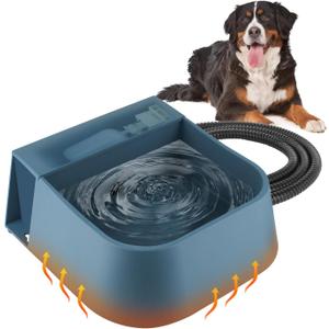 PETLESO Automatic Heated Water Bowl for Dogs Cats, Outdoor Heated Dog Bowl with Auto Fill, 2L Winter Heating Waterer Provide Drinkable Water for Chickens, Rabbits, Birds, Goats, Feral Animal