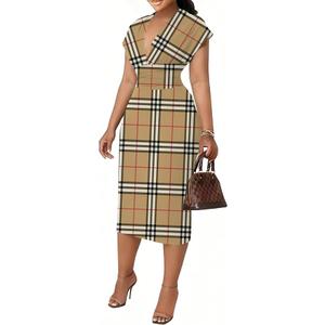 Women's Bodycon Midi Dress Deep V-Neck Cap Sleeve Ruched High Waist Stretchy Dresses for Date Nights, Parties & Work, Size Large